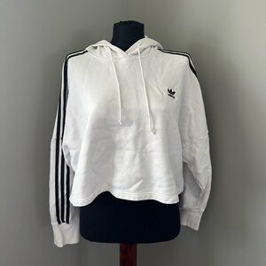 adidas White Cropped Hoodie